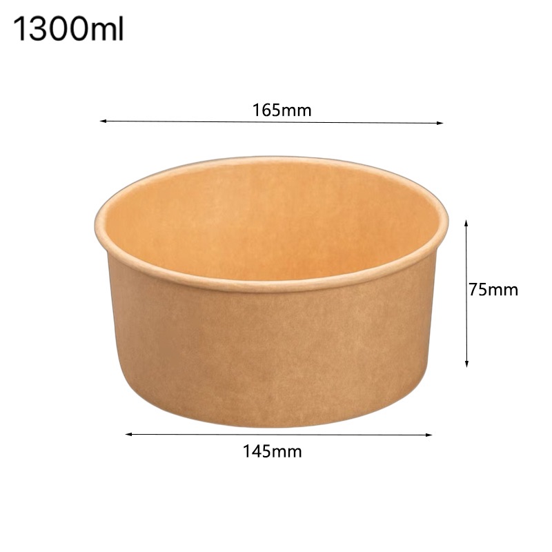 1300ml large brown kraft paper salad bowls