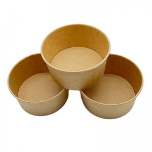 500ml/750ml/1000ml/1300ml/1500ml Kraft Paper Salad Bowls With Anti Fog Caps Covers To-go